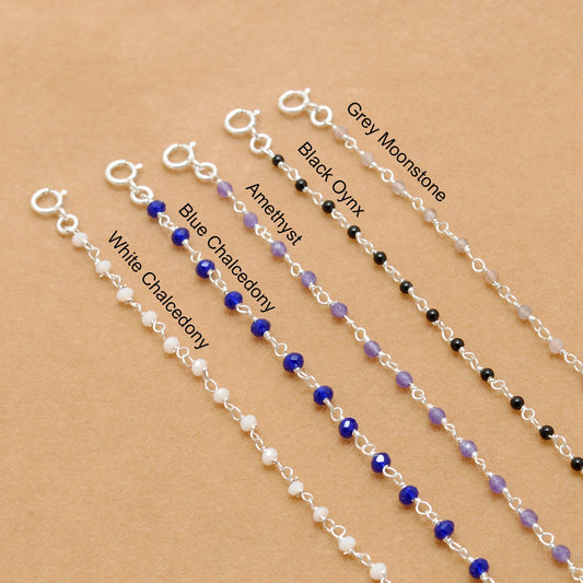 Multi-Stone Sterling Silver Bracelet with Amethyst, Moonstone & More - Sar Gems - Sar Gems