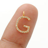 14k Yellow Gold Pave Diamond G Initial Letter Charm - Sar Gems