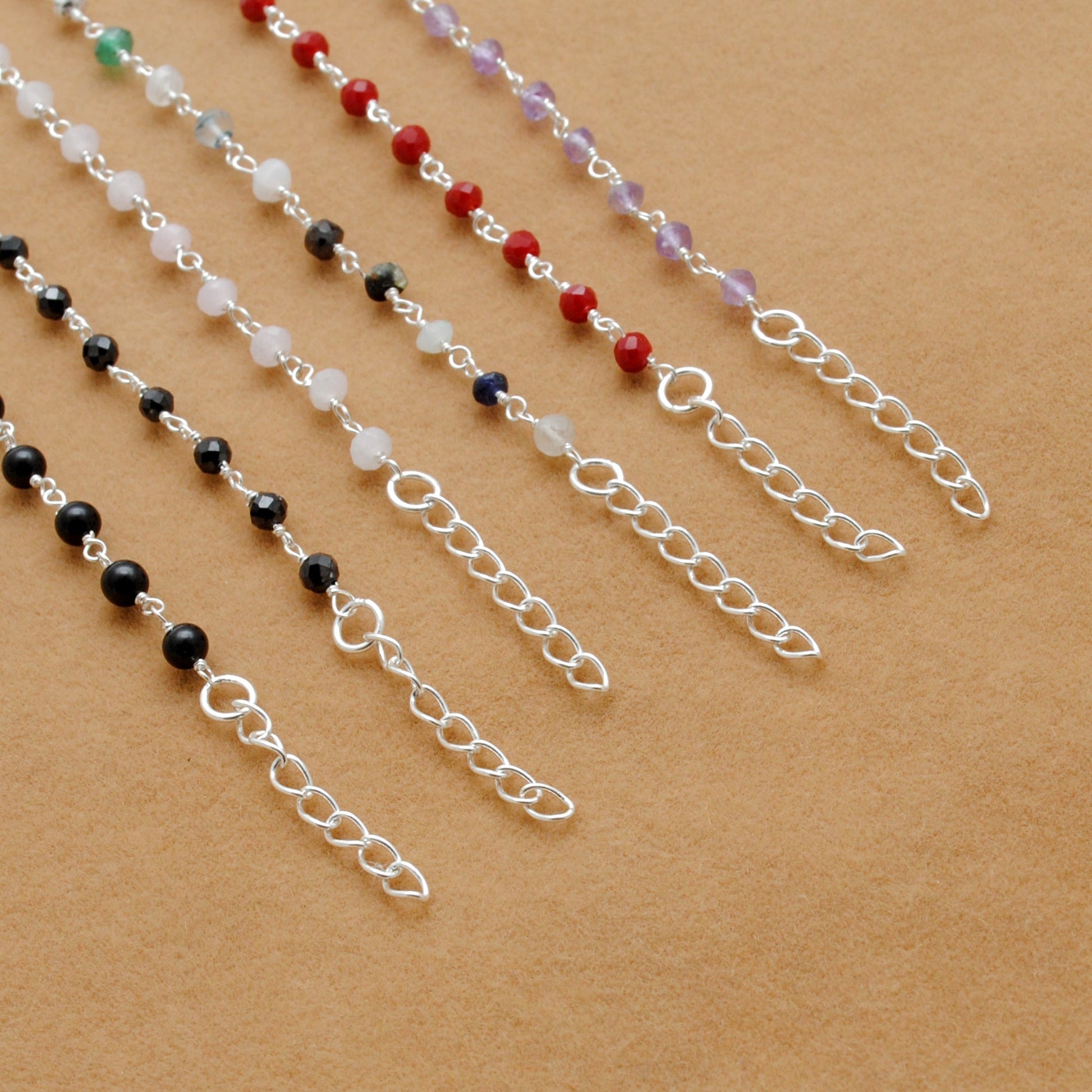 925 Sterling Silver Multi-Gemstone Necklace – Amethyst, Red Chalcedony, Black Onyx & Pink Quartz - Sar Gems