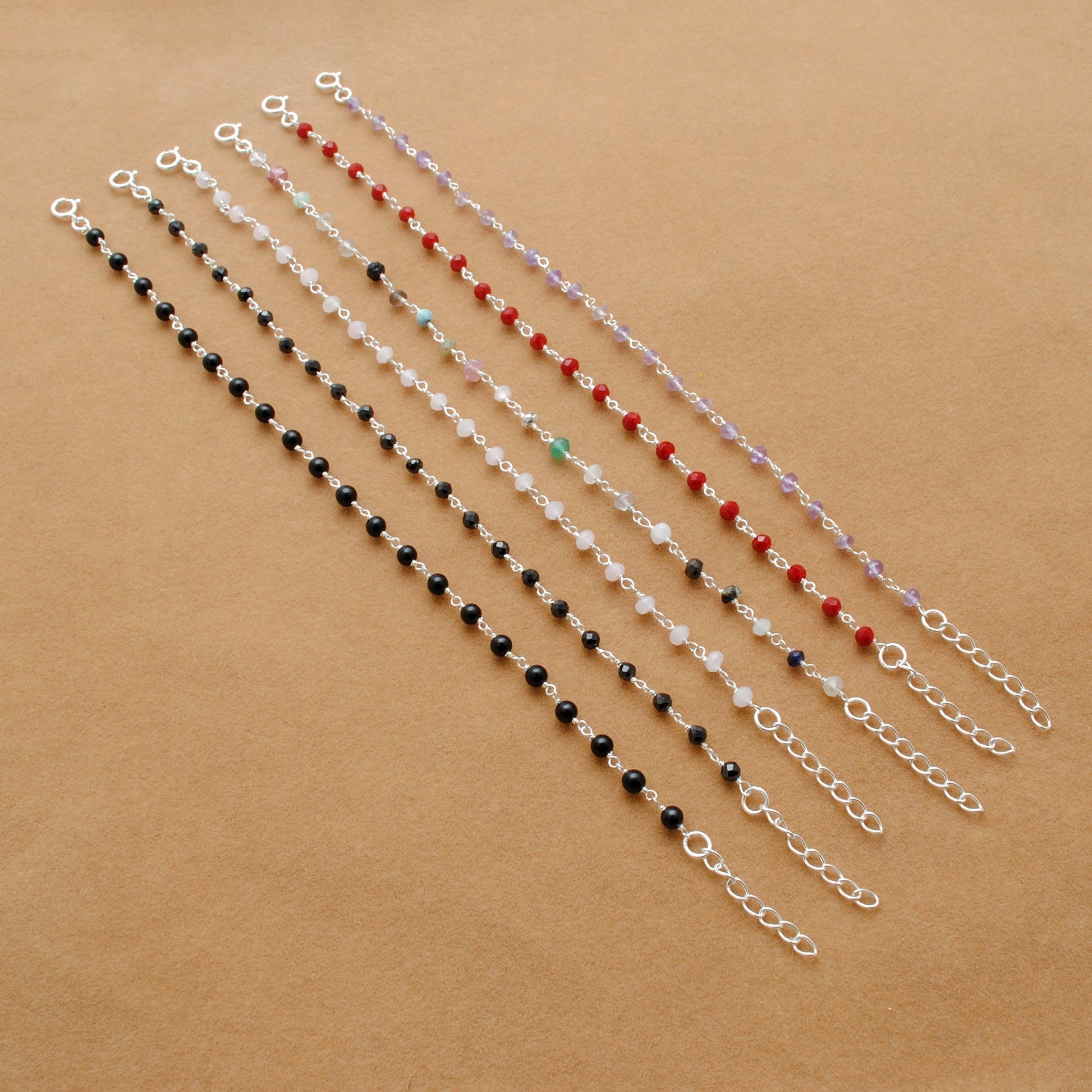 925 Sterling Silver Multi-Gemstone Necklace – Amethyst, Red Chalcedony, Black Onyx & Pink Quartz - Sar Gems