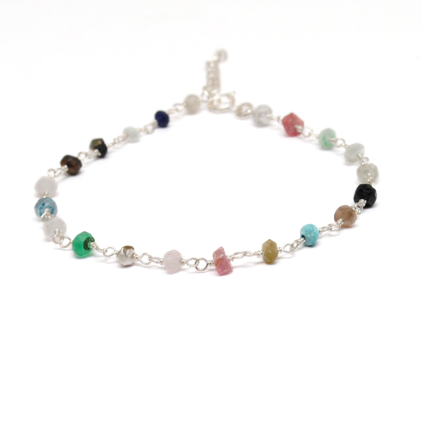 925 Sterling Silver Multi-Gemstone Necklace – Amethyst, Red Chalcedony, Black Onyx & Pink Quartz - Sar Gems