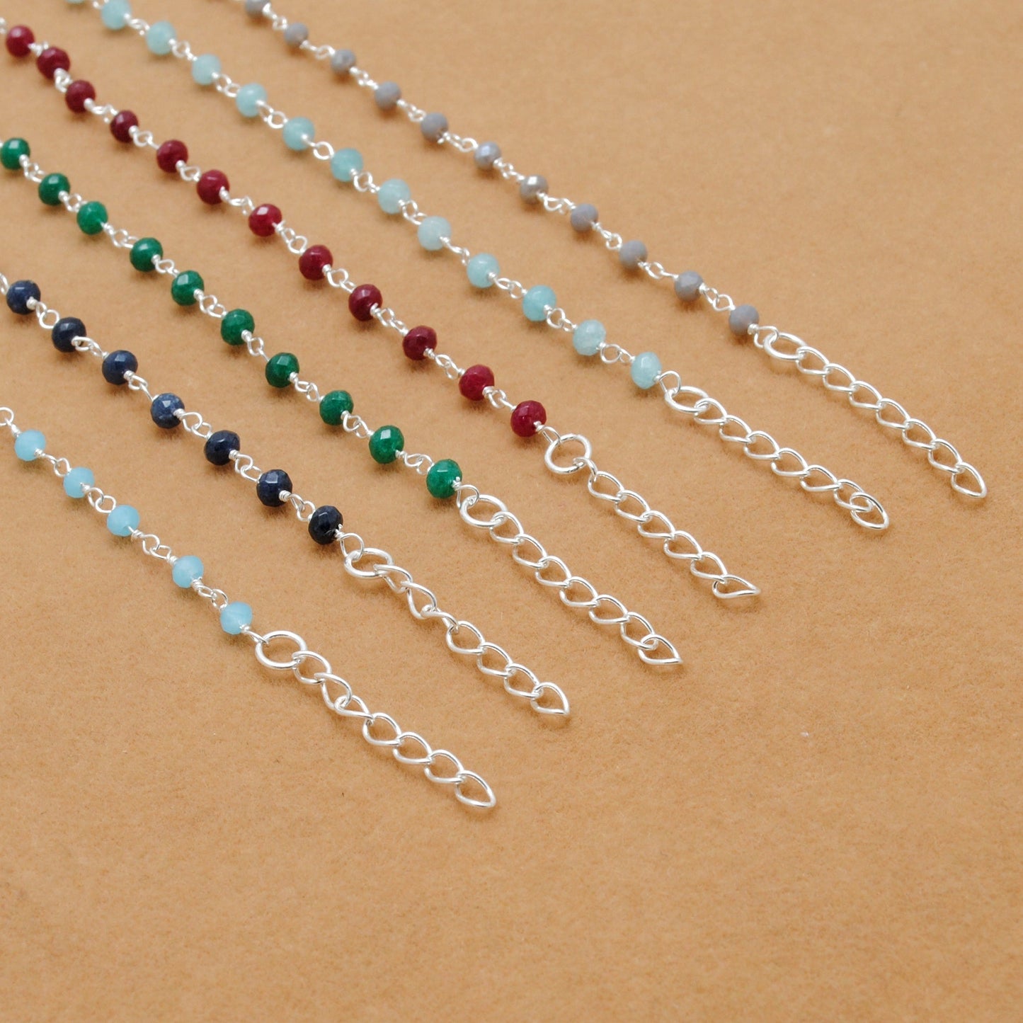 925 Sterling Silver Bracelet with Aqua, Emerald, Ruby & Sapphire Quartz and Chalcedony Stones - Sar Gems