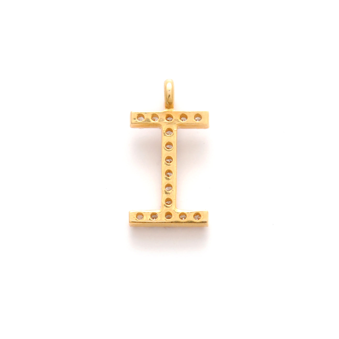 14k Yellow Gold Pave Diamond I Initial Letter Charm - Sar Gems