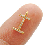 14k Yellow Gold Pave Diamond I Initial Letter Charm - Sar Gems