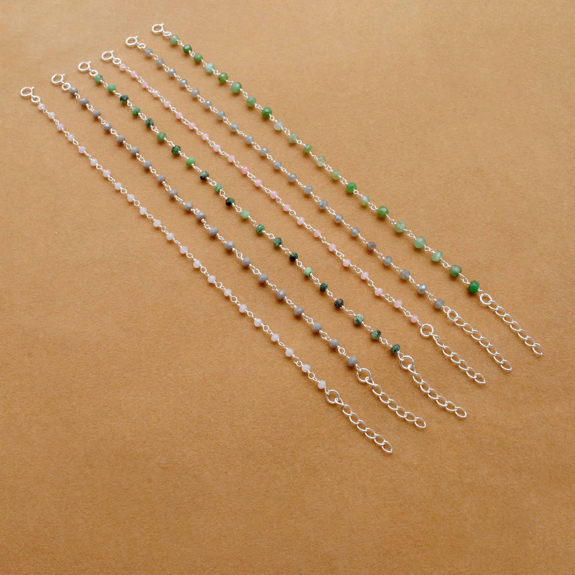 925 Sterling Silver Necklace with Emerald Quartz, Ruby Zoisite, Pink & Kunzite Quartz - Sar Gems