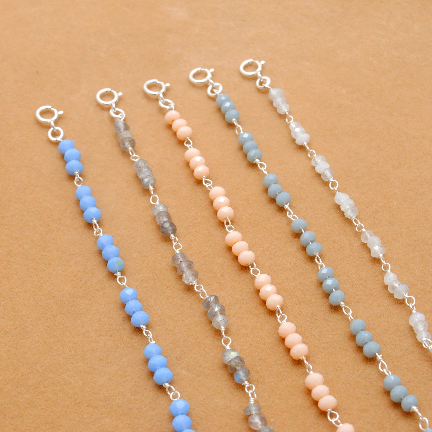 925 Sterling Silver Necklace with Moonstone, Labradorite & Chalcedony Gemstone - Sar Gems