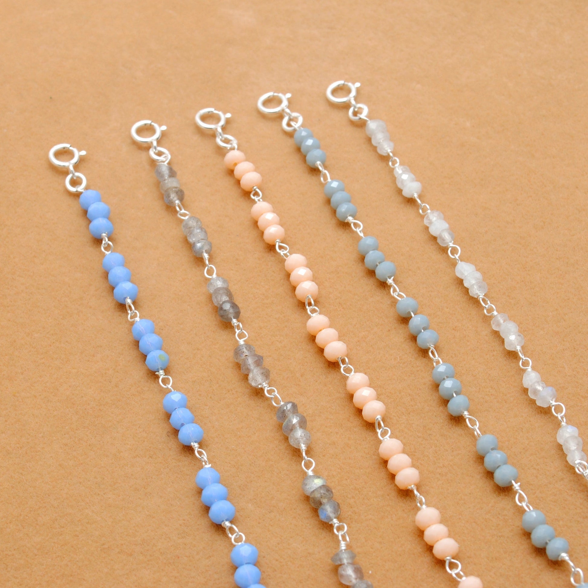 925 Sterling Silver Necklace with Moonstone, Labradorite & Chalcedony Gemstone - Sar Gems