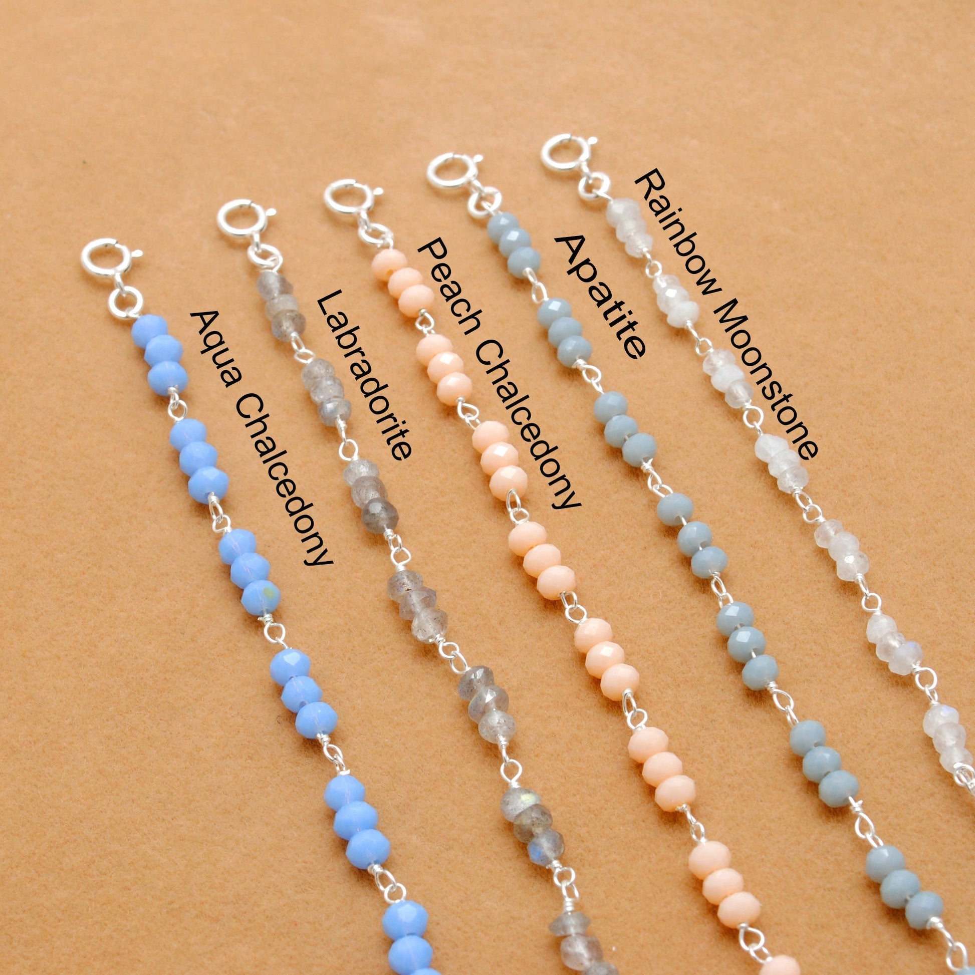 925 Sterling Silver Necklace with Moonstone, Labradorite & Chalcedony Gemstone - Sar Gems