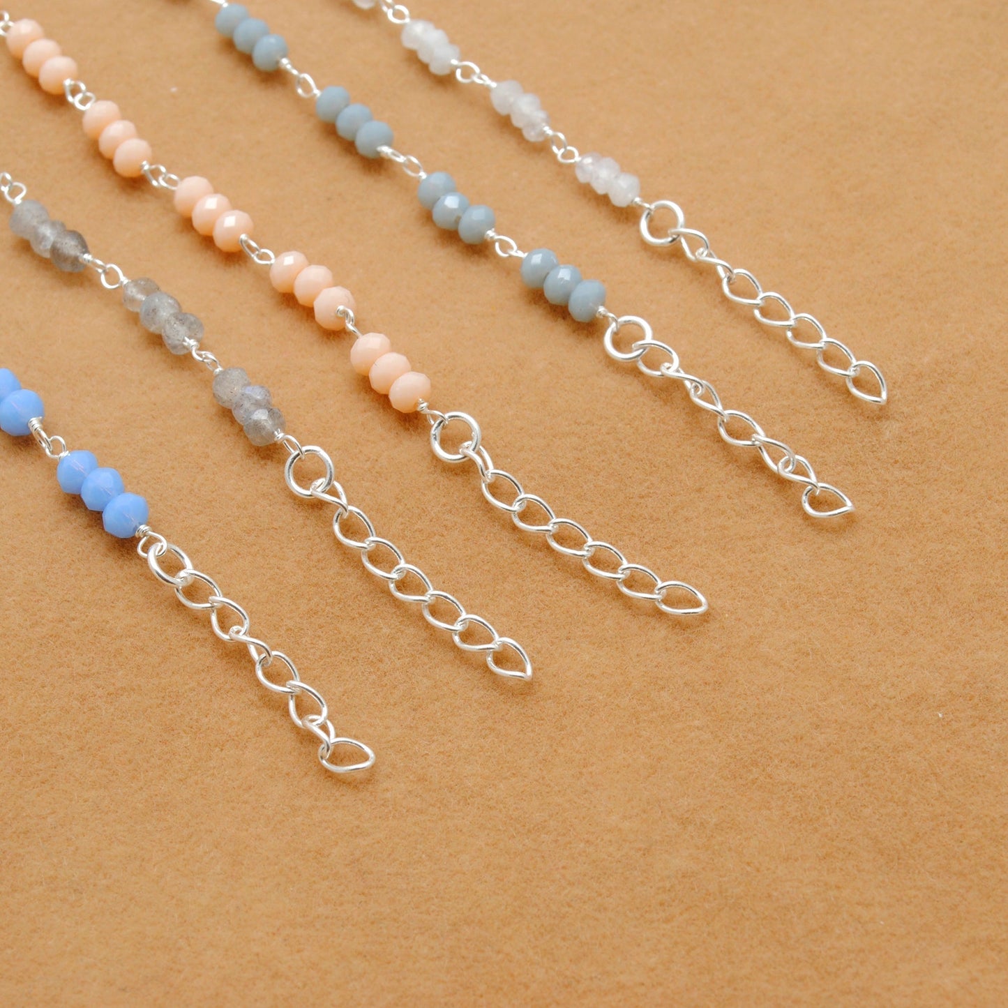 925 Sterling Silver Necklace with Moonstone, Labradorite & Chalcedony Gemstone - Sar Gems