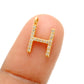 14k Solid Yellow Gold Pave Diamond H Initial Letter Charm - Sar Gems