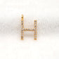 14k Solid Yellow Gold White Diamond H Initial Alphabet Charm Pendant