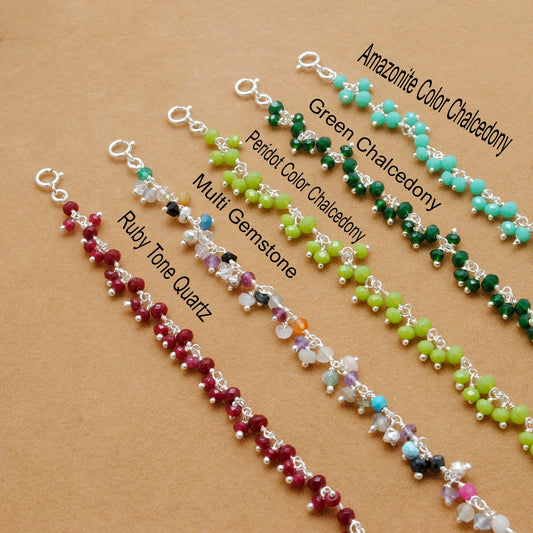 Vibrant Multicolor Chalcedony Gemstone Necklace in 925 Sterling Silver – Handcrafted Elegance - Sar Gems