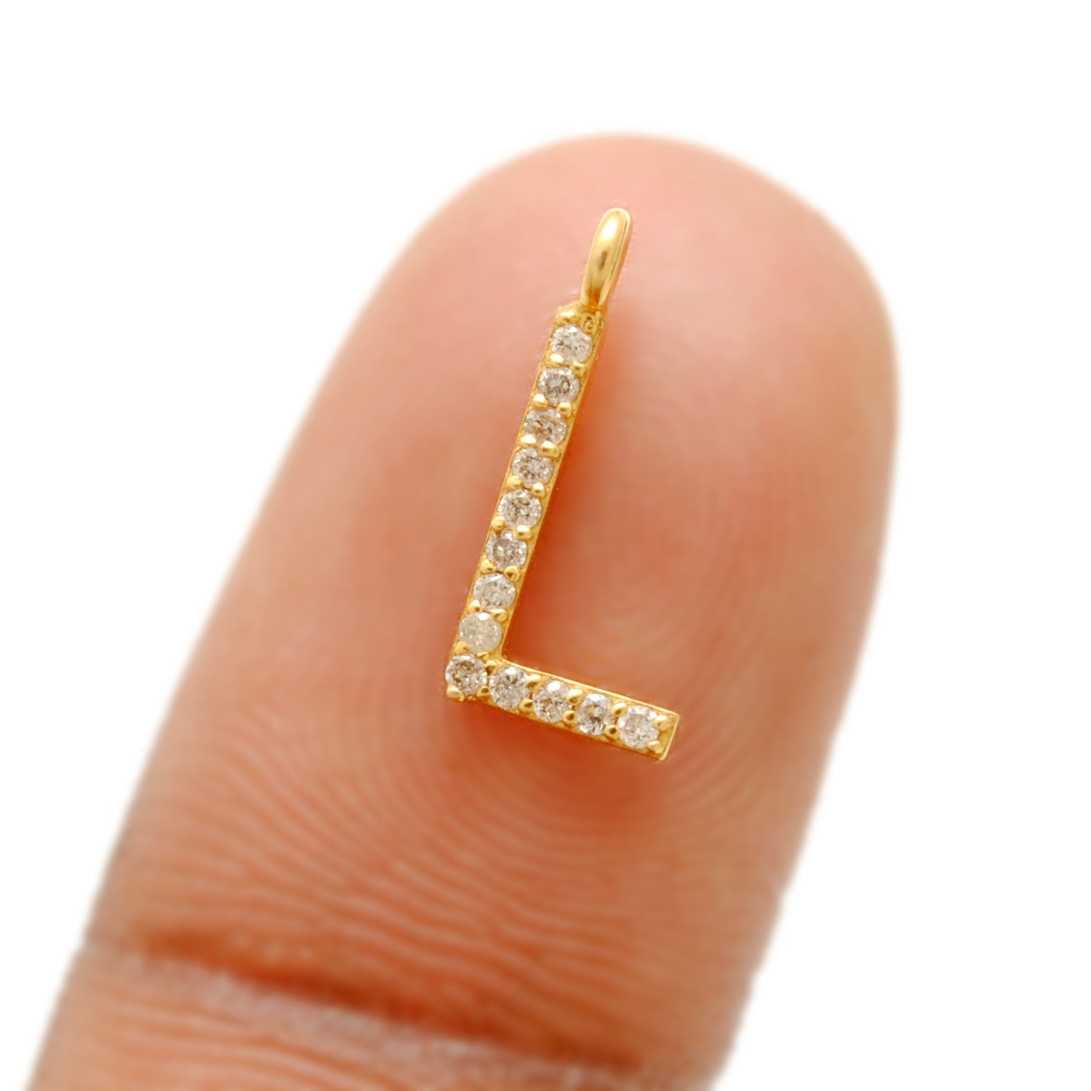 14k Yellow Gold Pave Diamond L Initial Letter Charm - Sar Gems