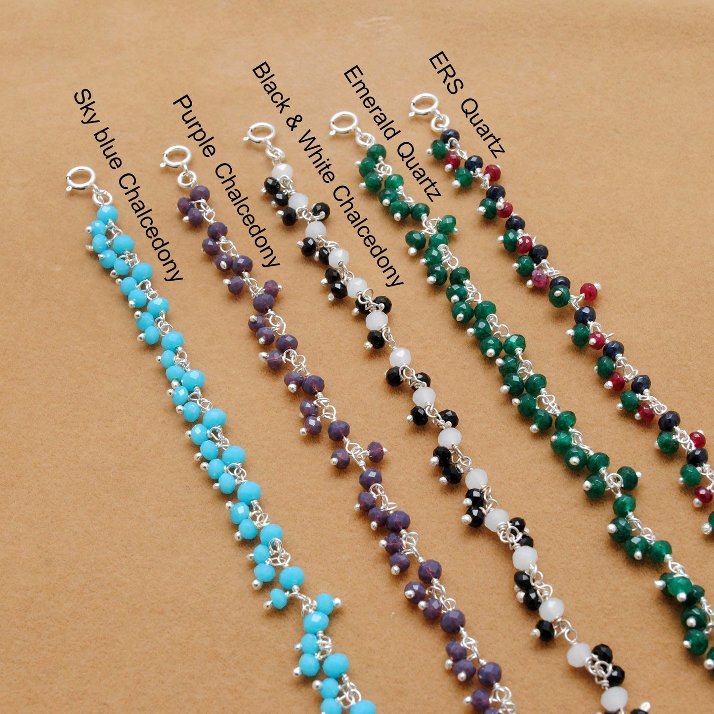 Colorful Gemstone Necklace in 925 Sterling Silver – Handcrafted Elegance with Ers Quartz & Chalcedony - Sar Gems