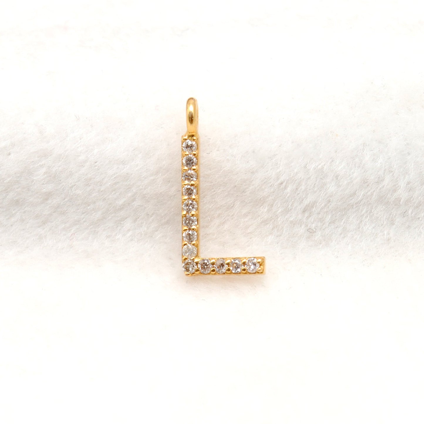 14k Yellow Gold Pave Diamond L Initial Letter Charm - Sar Gems