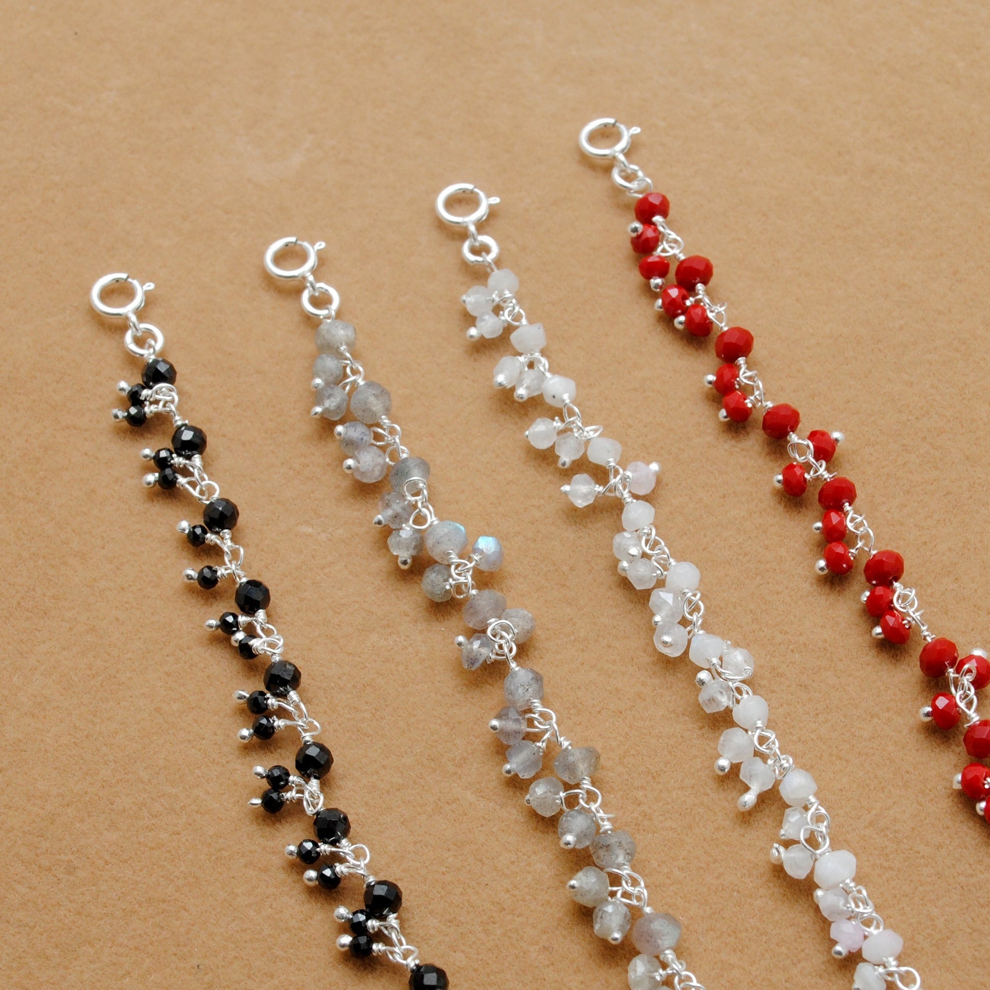 925 Sterling Silver Multi-Gemstone Beaded Necklace – Moonstone, Chalcedony & More - Sar Gems