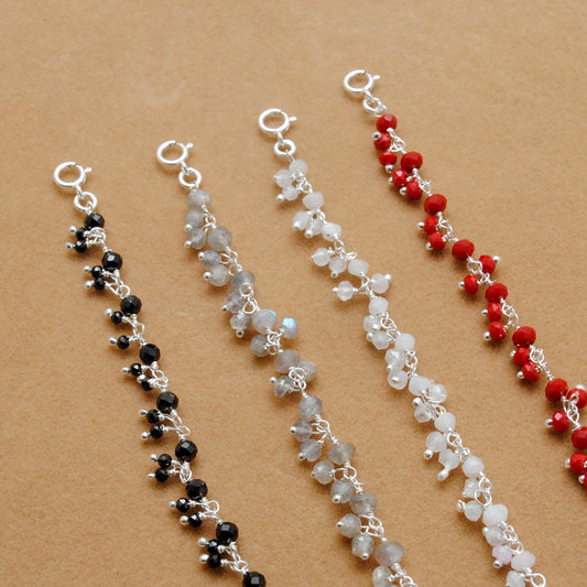 925 Sterling Silver Multi-Gemstone Beaded Necklace – Moonstone, Chalcedony & More - Sar Gems
