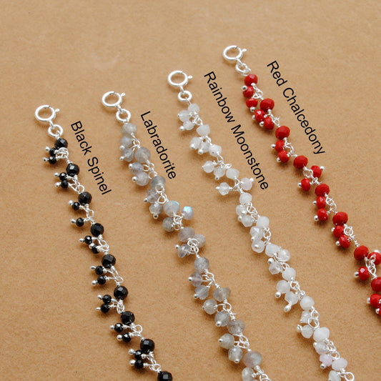 925 Sterling Silver Multi-Gemstone Beaded Necklace – Moonstone, Chalcedony & More - Sar Gems