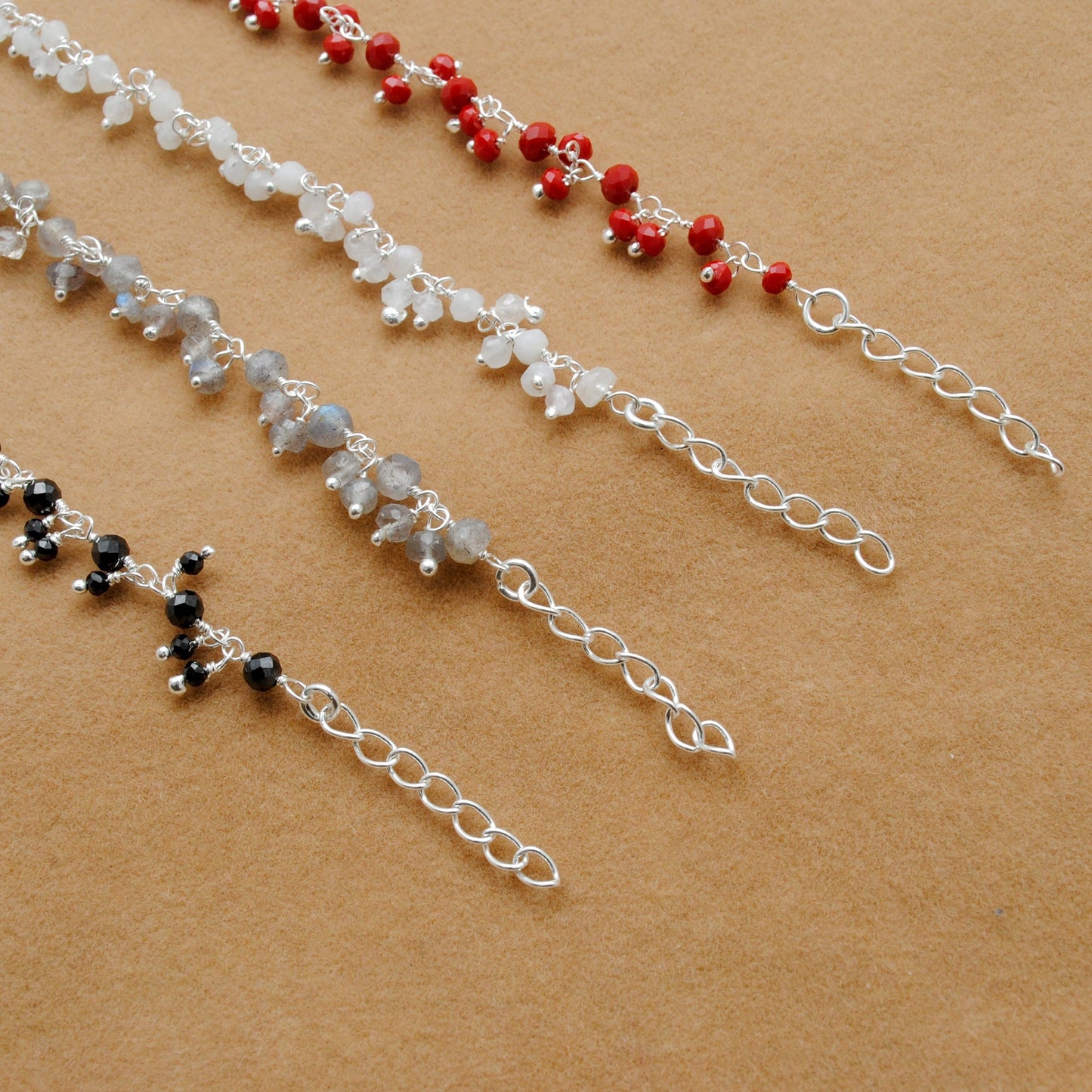 925 Sterling Silver Multi-Gemstone Beaded Necklace – Moonstone, Chalcedony & More - Sar Gems