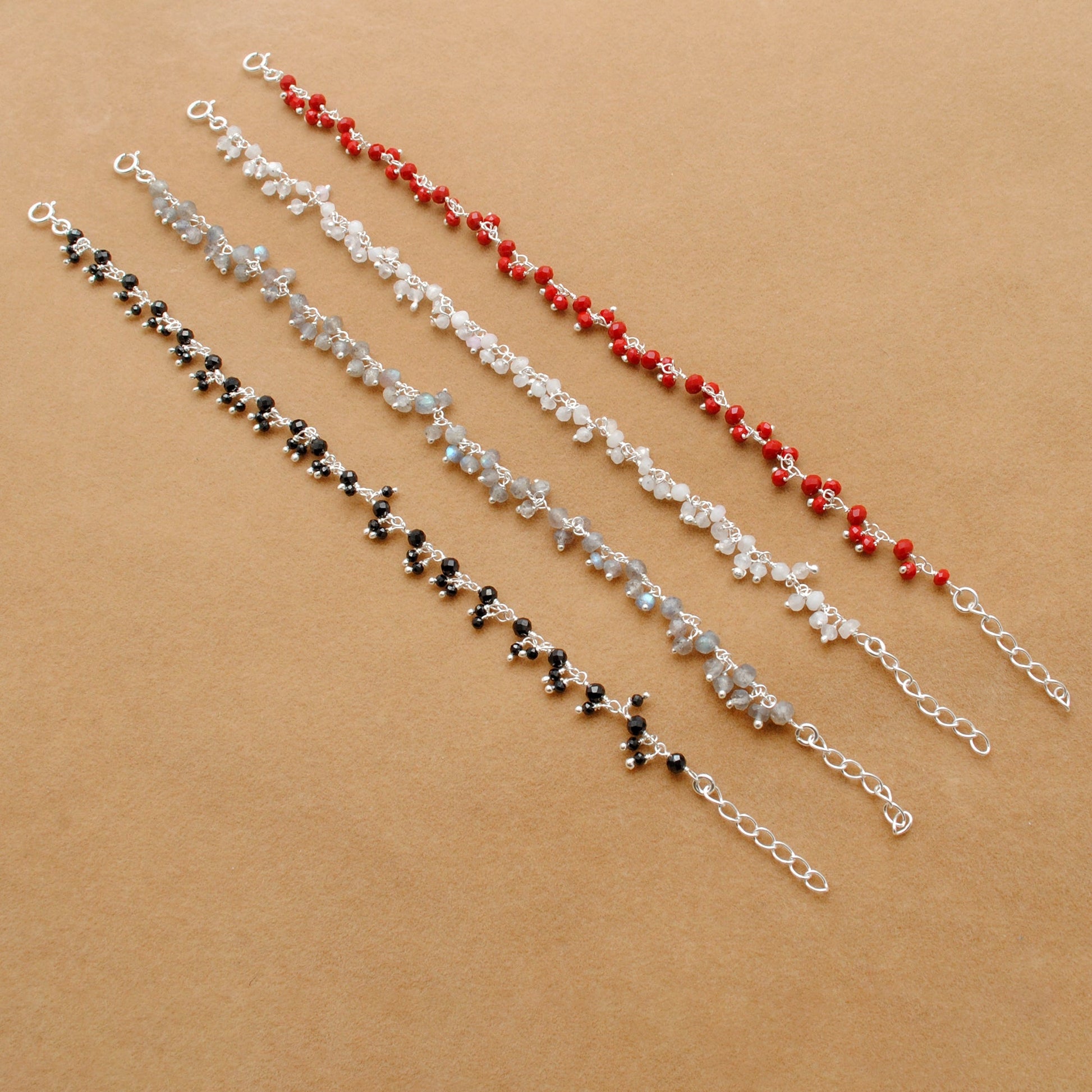 925 Sterling Silver Multi-Gemstone Beaded Necklace – Moonstone, Chalcedony & More - Sar Gems