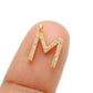 14k Solid Yellow Gold Pave Diamond M Initial Letter Charm - Sar Gems