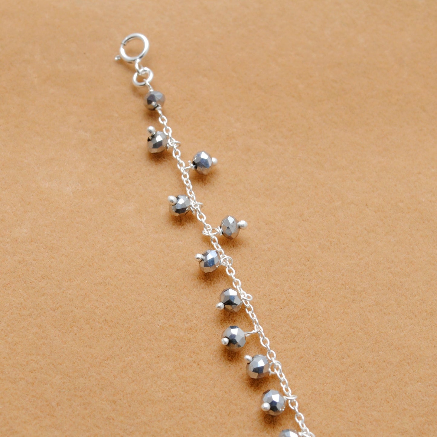 Handmade 925 Sterling Silver Rosary Chain Bracelet and Matching Necklace – Dangling Beads Jewelry - Sar Gems