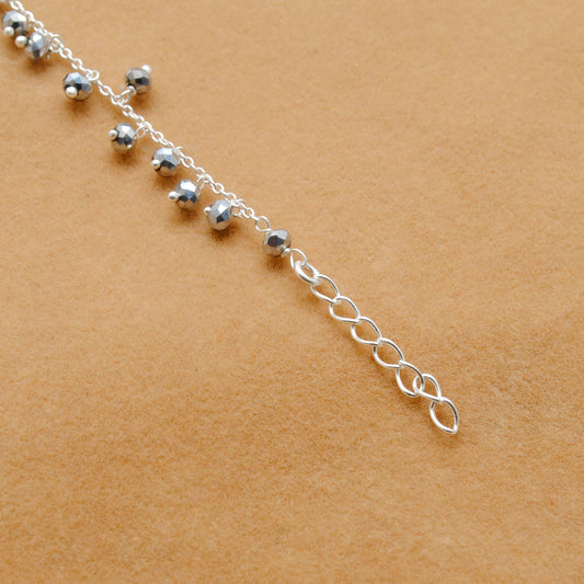 Handmade 925 Sterling Silver Rosary Chain Bracelet and Matching Necklace – Dangling Beads Jewelry - Sar Gems