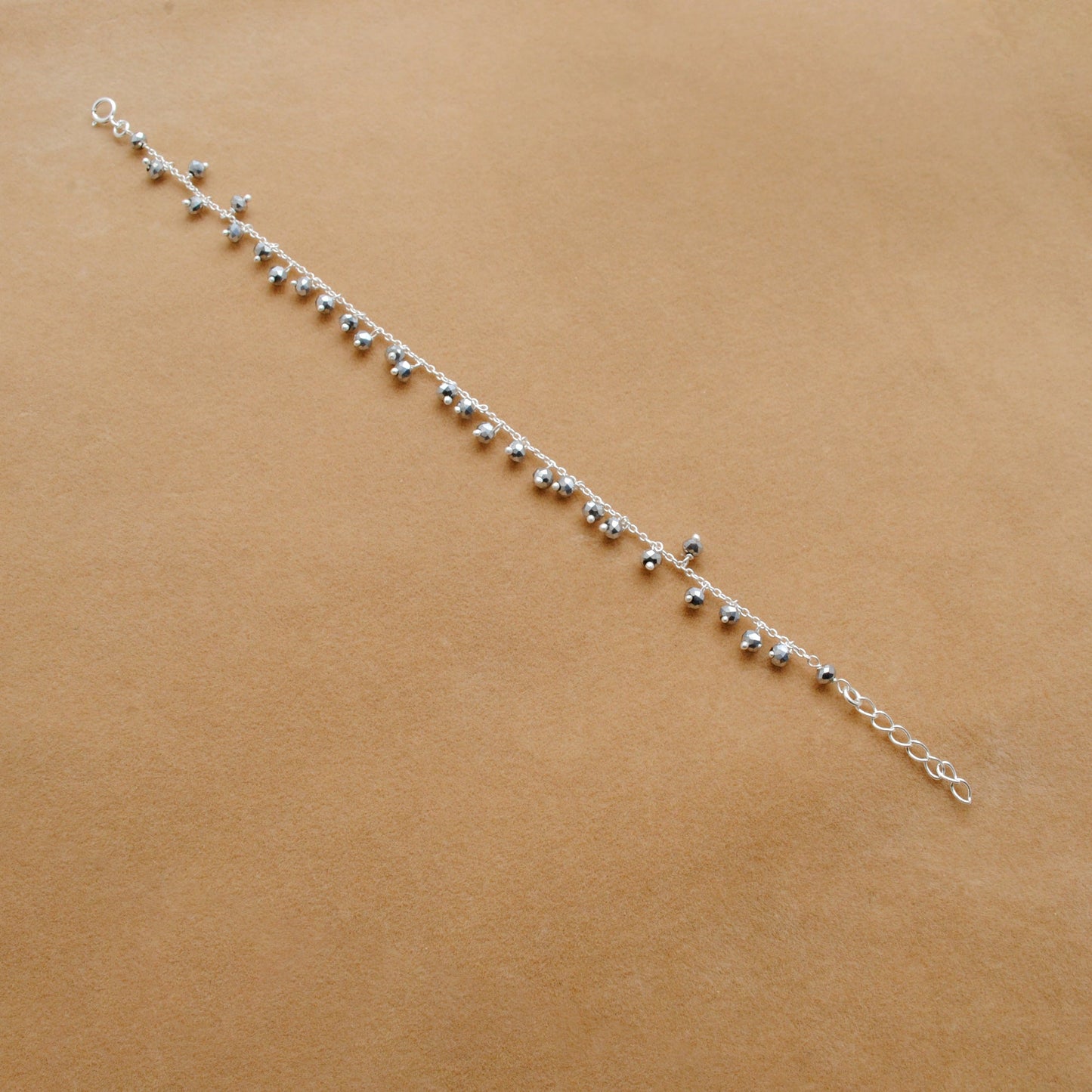 Handmade 925 Sterling Silver Rosary Chain Bracelet and Matching Necklace – Dangling Beads Jewelry - Sar Gems