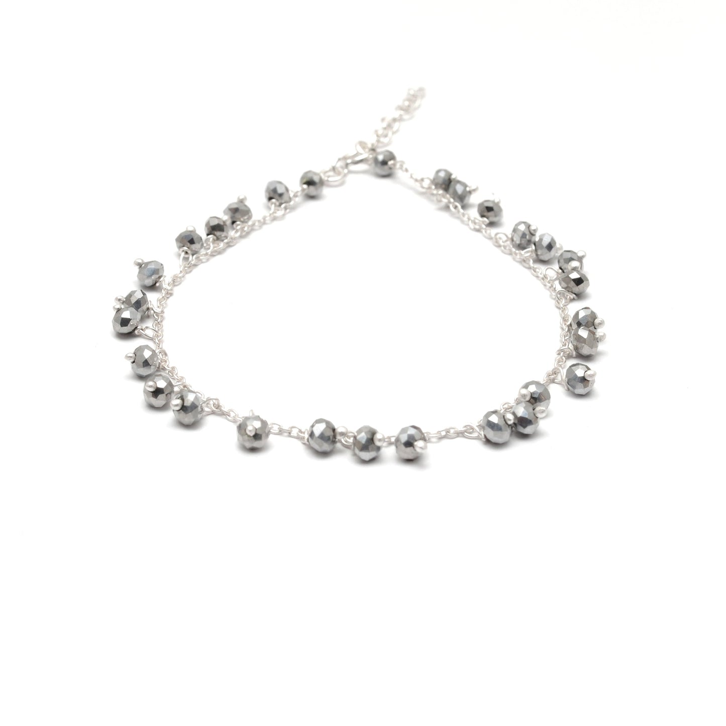 Handmade 925 Sterling Silver Rosary Chain Bracelet and Matching Necklace – Dangling Beads Jewelry - Sar Gems