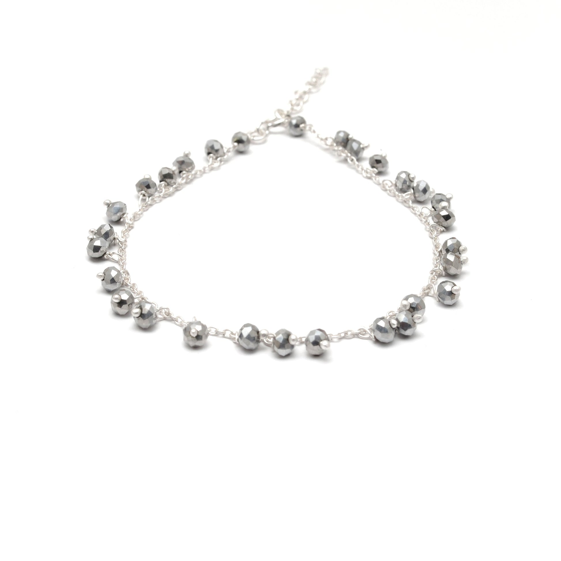 Handmade 925 Sterling Silver Rosary Chain Bracelet and Matching Necklace – Dangling Beads Jewelry - Sar Gems