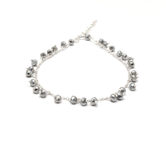 Handmade 925 Sterling Silver Rosary Chain Bracelet and Matching Necklace – Dangling Beads Jewelry - Sar Gems