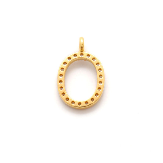 14k Solid Yellow Gold Pave Diamond O Initial Letter Charm - Sar Gems