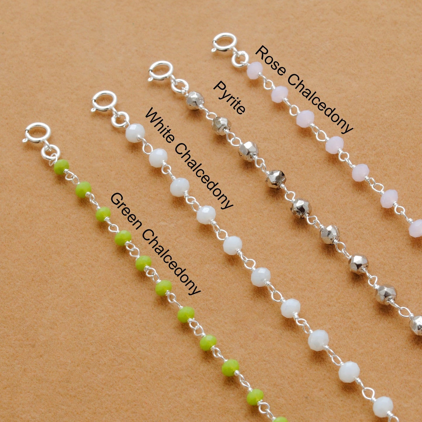 925 Sterling Silver Rose & Green Chalcedony Necklace with Pyrite Gem - Sar Gems