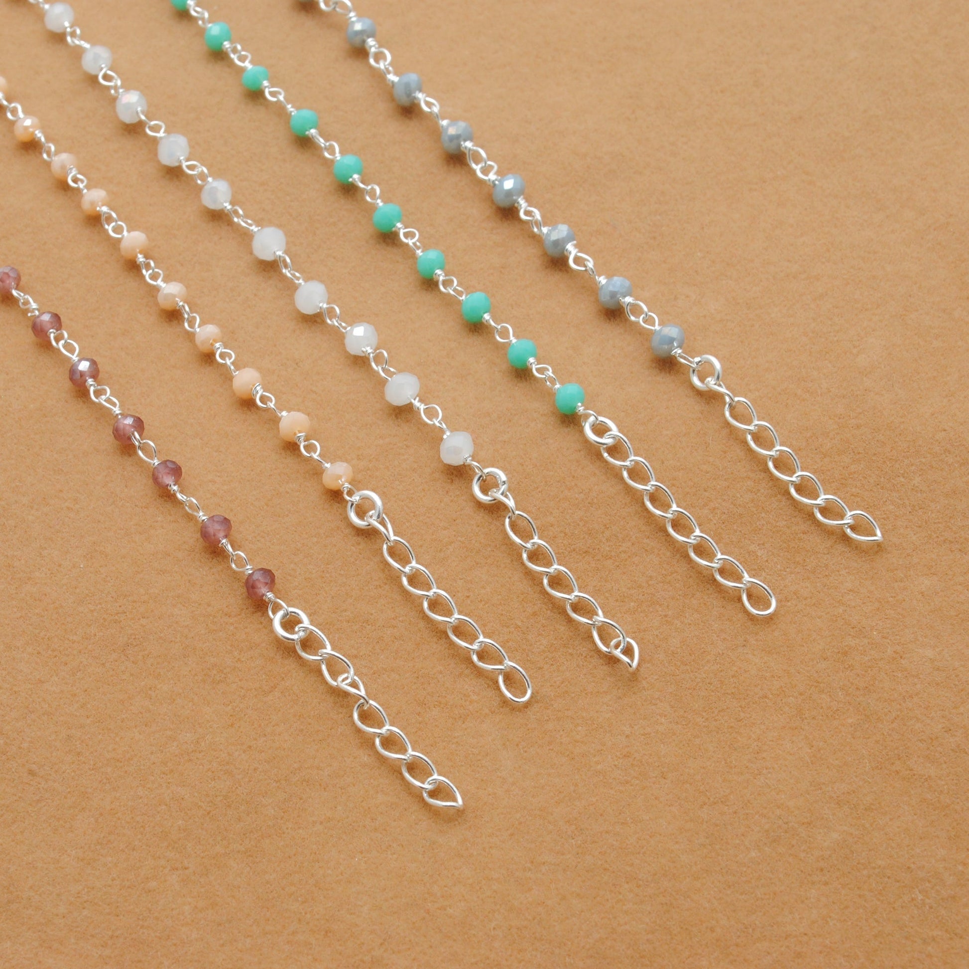 925 Sterling Silver Pastel Chalcedony Dainty Necklace – Peach, Pink & More - Sar Gems