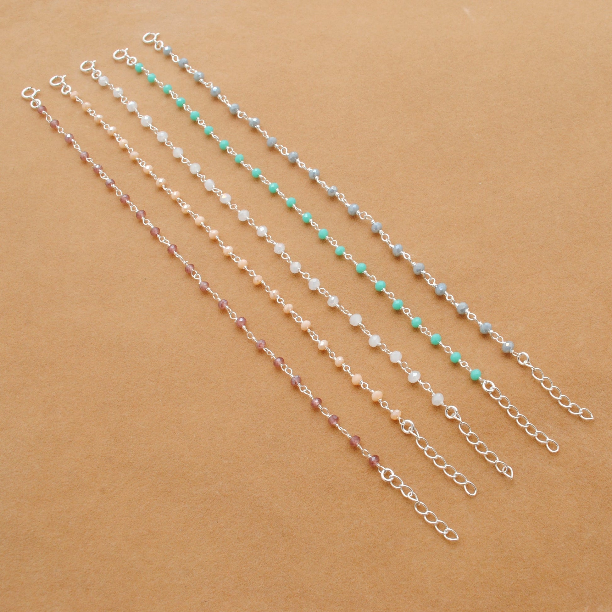 925 Sterling Silver Pastel Chalcedony Dainty Necklace – Peach, Pink & More - Sar Gems