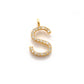 14k Solid Yellow Gold Pave Diamond S Initial Letter Charm - Sar Gems