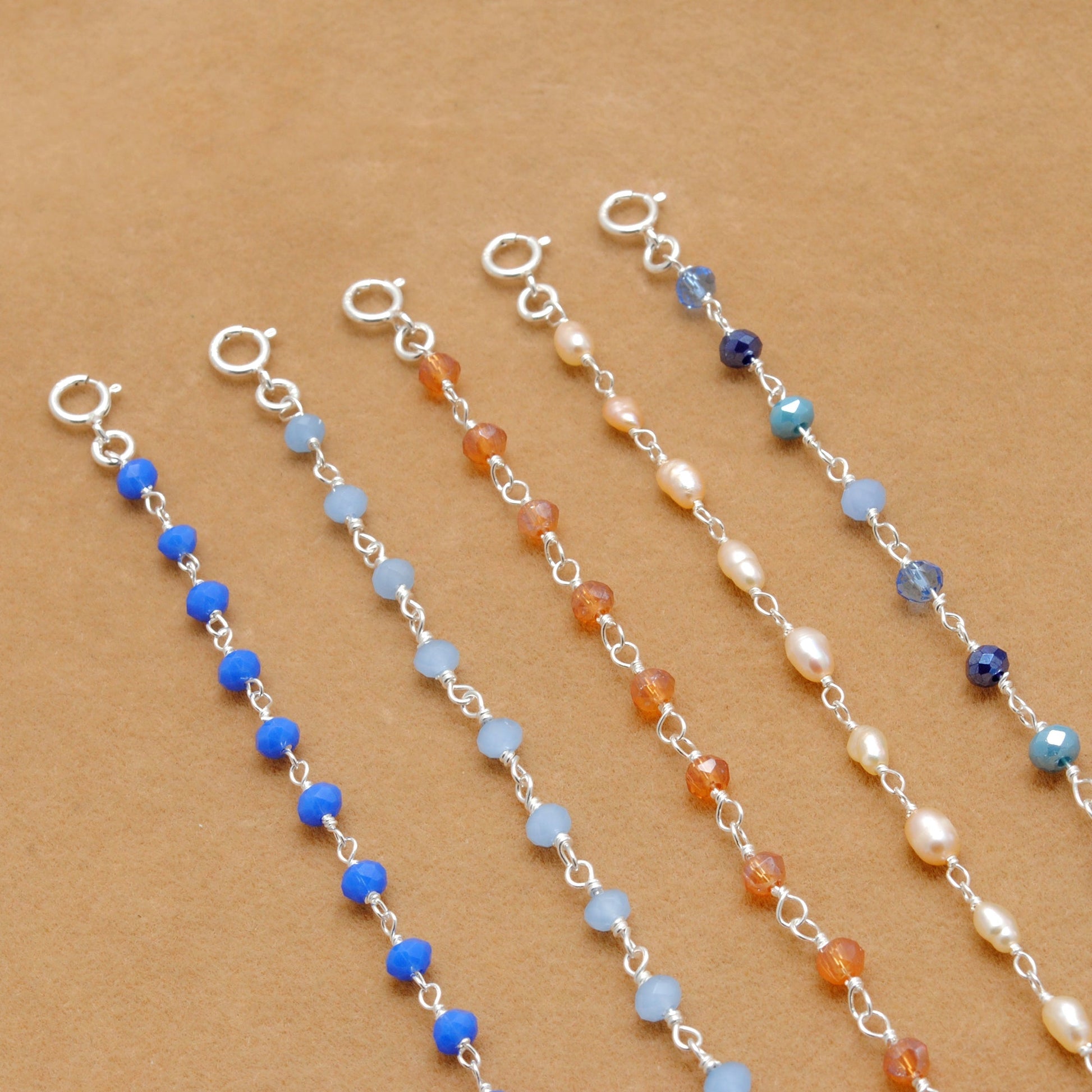 925 Sterling Silver Multi-Chalcedony & Peal Rosary Necklace – Sar Gems - Sar Gems