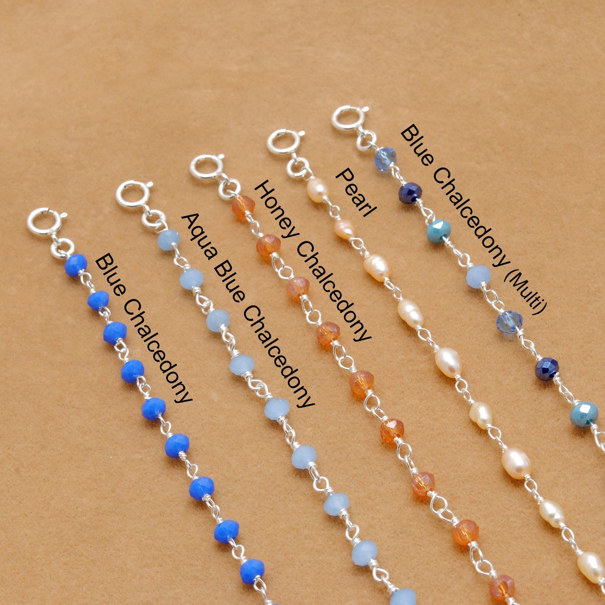 925 Sterling Silver Multi-Chalcedony & Peal Rosary Necklace – Sar Gems - Sar Gems