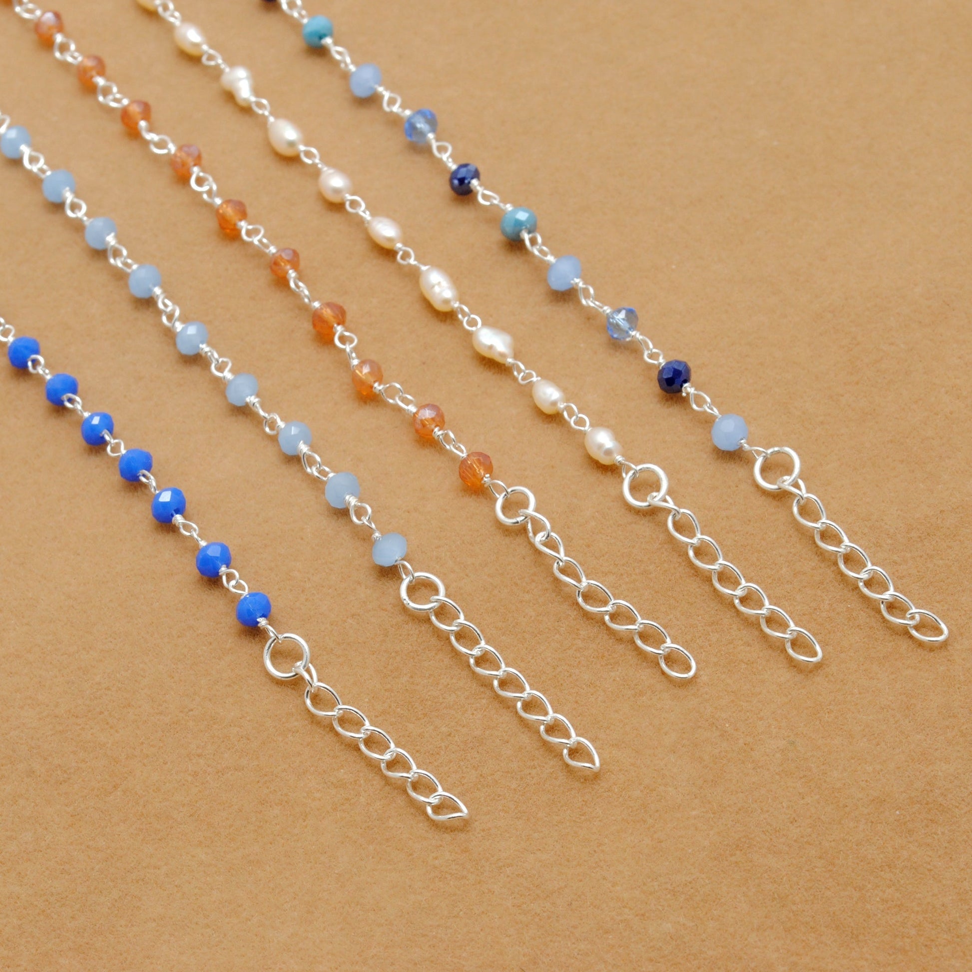 925 Sterling Silver Multi-Chalcedony & Peal Rosary Necklace – Sar Gems - Sar Gems