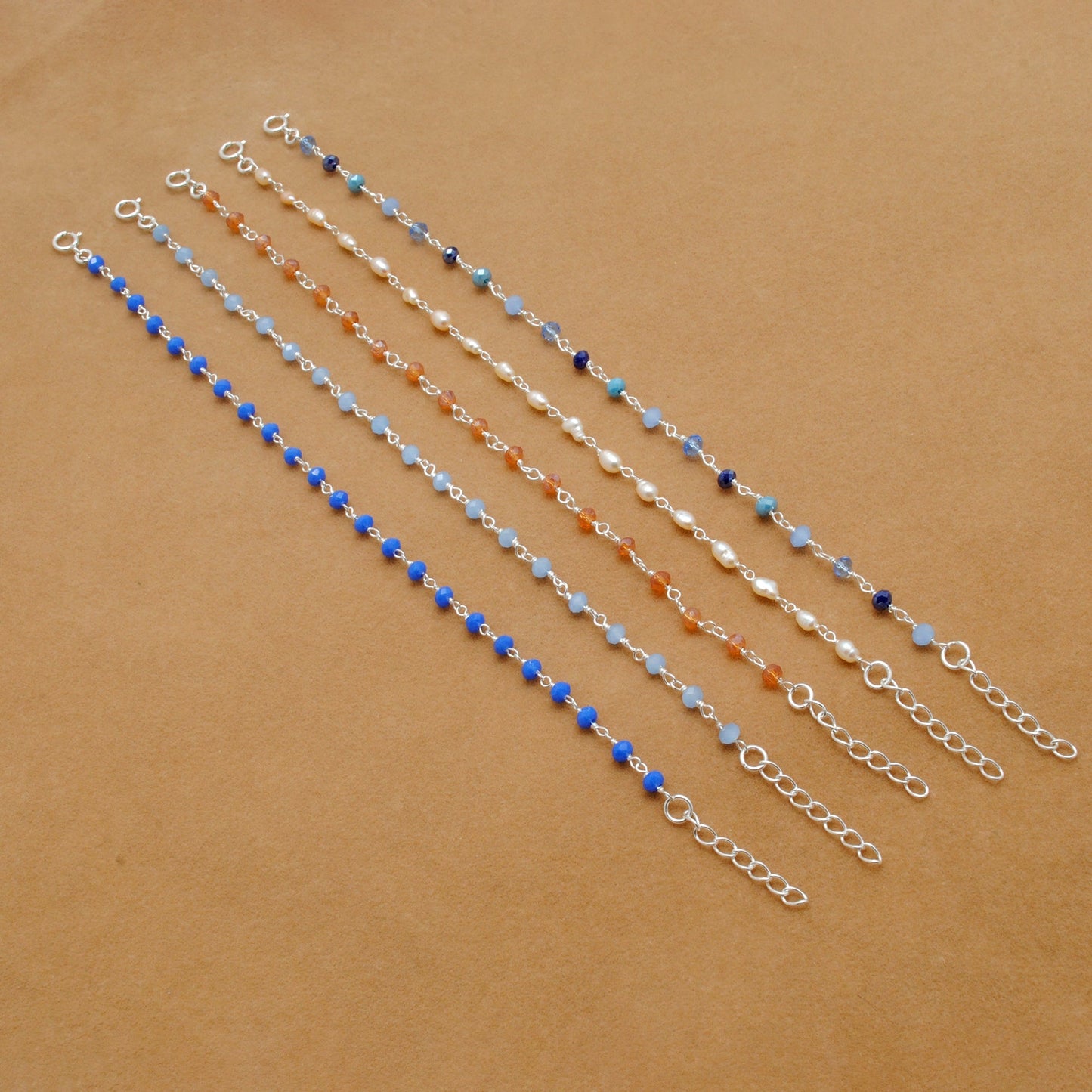 925 Sterling Silver Multi-Chalcedony & Peal Rosary Necklace – Sar Gems - Sar Gems