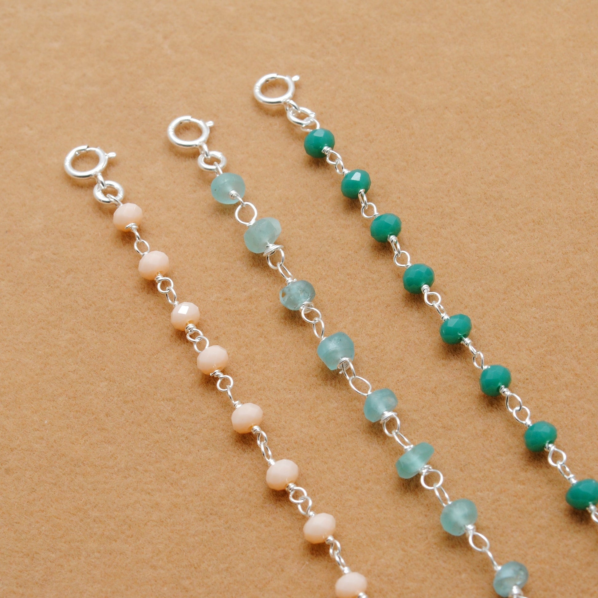 925 Sterling Silver Multi-Gemstone Rosary Necklace – Chalcedony & Apatite Gemstone - Sar Gems