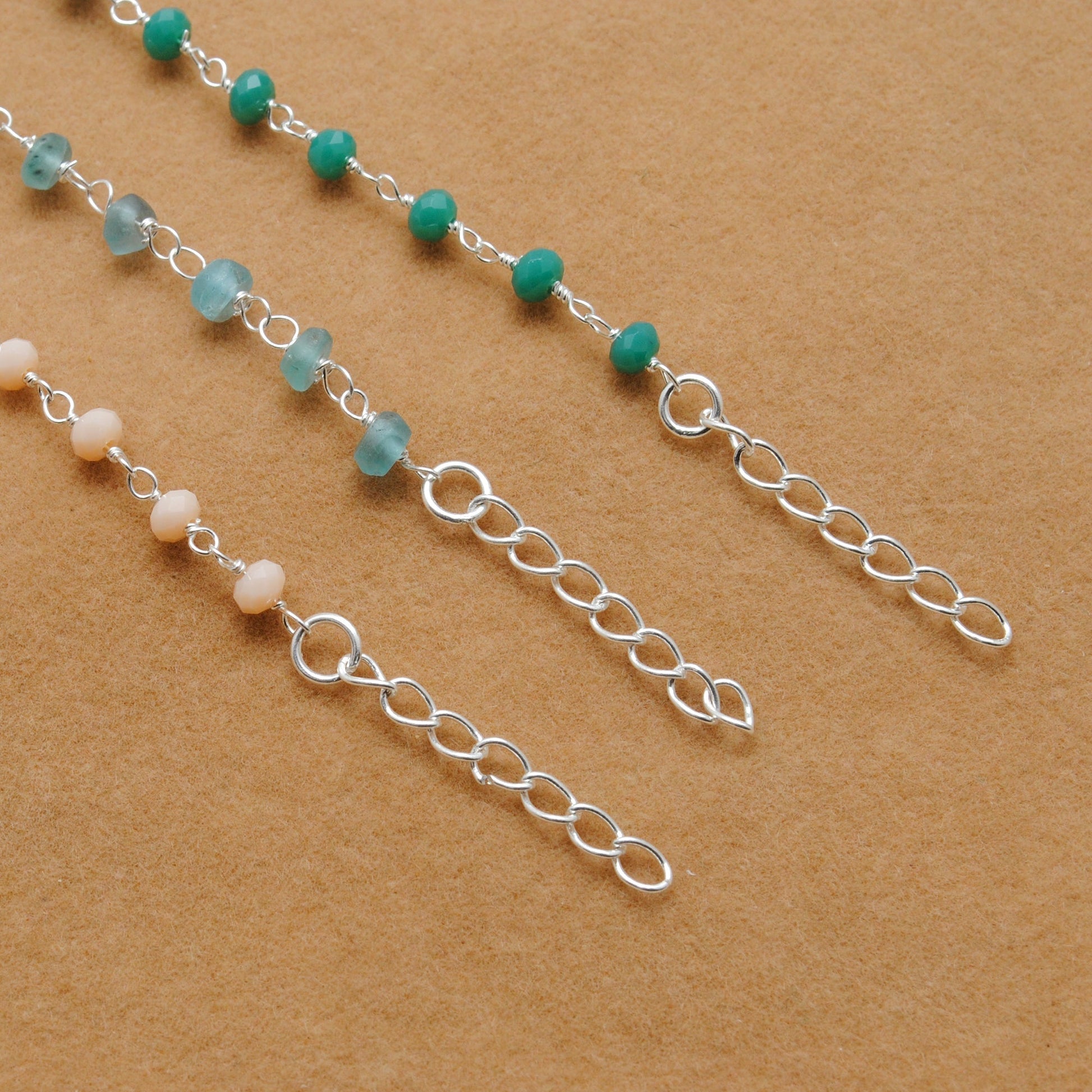 925 Sterling Silver Multi-Gemstone Rosary Necklace – Chalcedony & Apatite Gemstone - Sar Gems