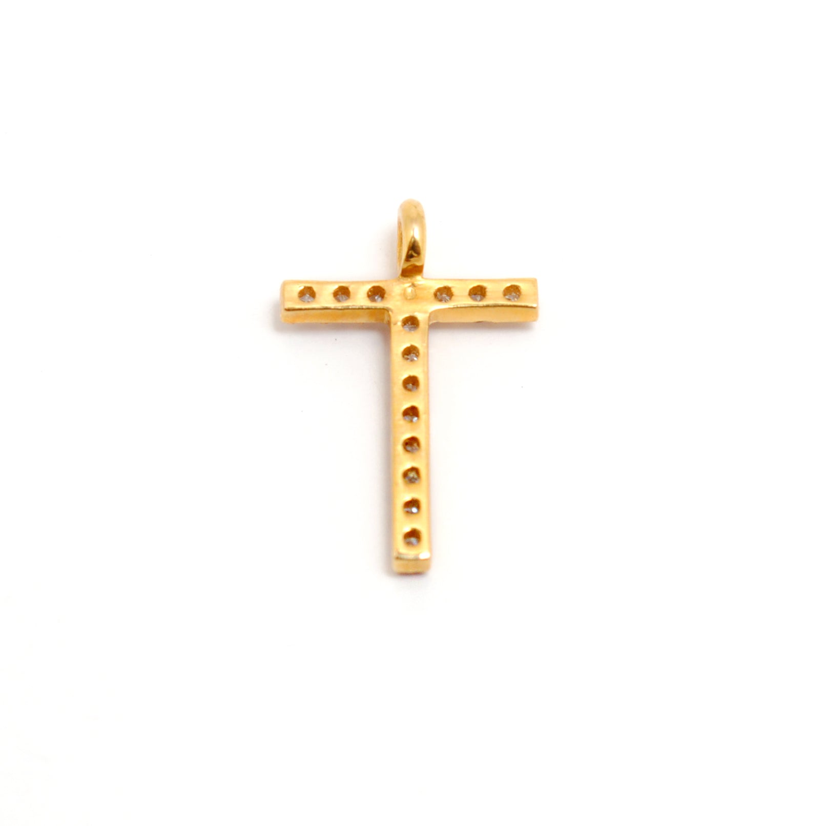 14k Solid Yellow Gold Pave Diamond T Initial Letter Charm - Sar Gems