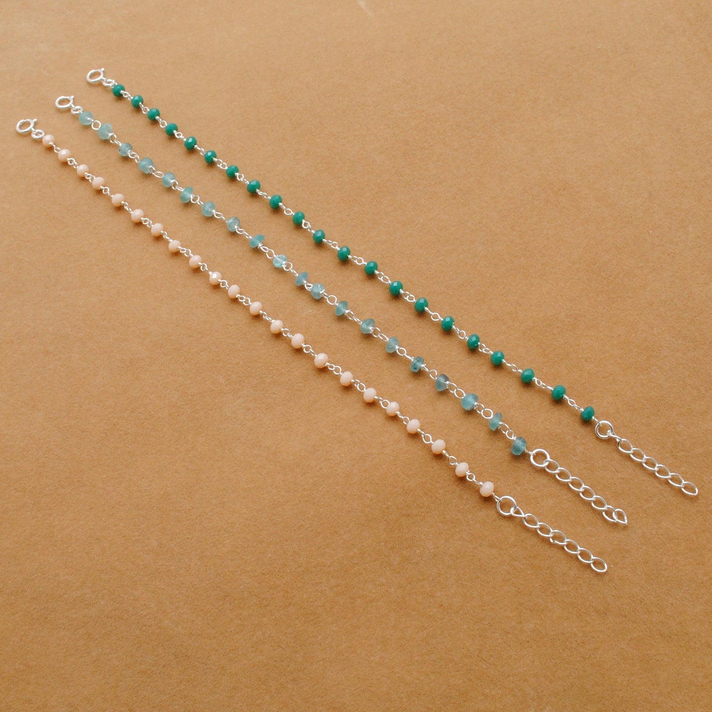 925 Sterling Silver Multi-Gemstone Rosary Necklace – Chalcedony & Apatite Gemstone - Sar Gems