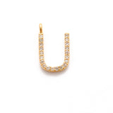 14k Solid Yellow Gold Pave Diamond U Initial Letter Charm - Sar Gems