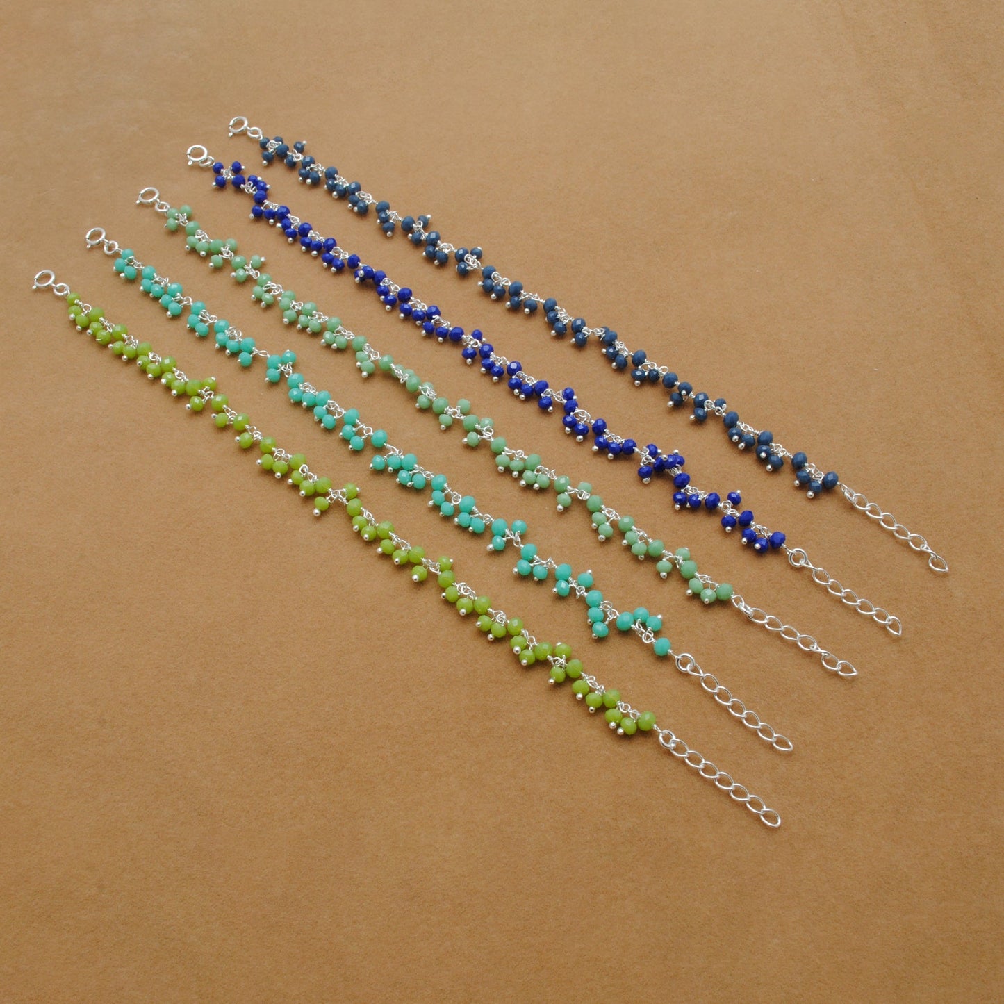 925 Sterling Silver Soft Tone Gemstone Necklace – Light Blue, Green & Peridot Chalcedony - Sar Gems