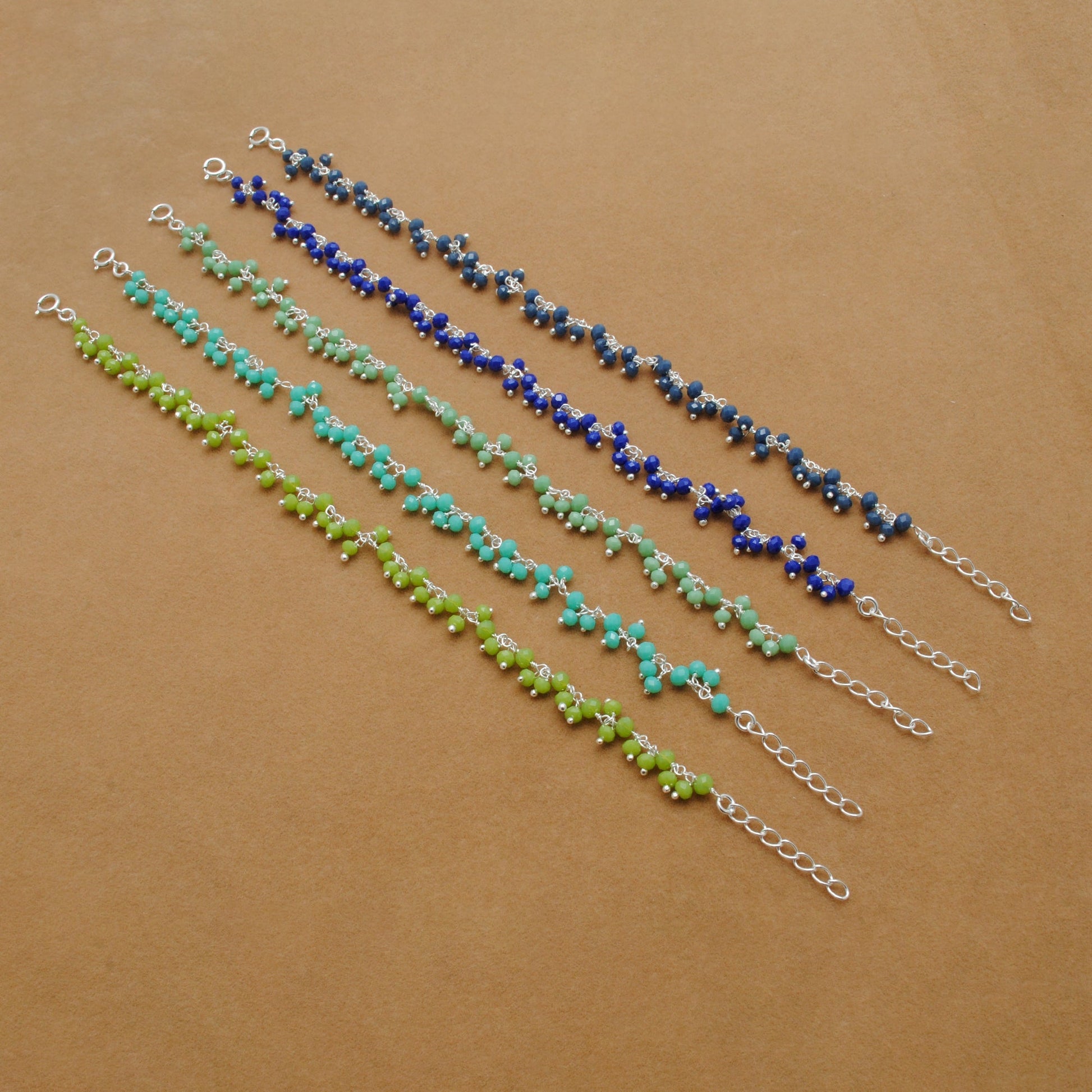 925 Sterling Silver Soft Tone Gemstone Necklace – Light Blue, Green & Peridot Chalcedony - Sar Gems