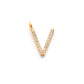 14k Solid Yellow Gold White Diamond V Initial Alphabet Charm Pendant