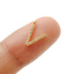 14k Solid Yellow Gold Pave Diamond V Initial Letter Charm - Sar Gems