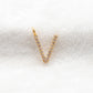 14k Solid Yellow Gold White Diamond V Initial Alphabet Charm Pendant